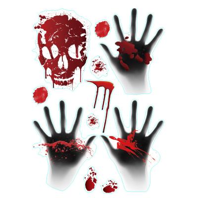 China PVC Removable Horror Bloody Handprint Window Wall Stickers For Halloween Home Party Decoration for sale