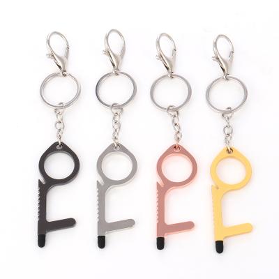 China Wholesale Touchfree Sanitary Door Opener Metal Safety Hands Free No Touch Train Anti Microbial Hatch Opener Key Chain With Stylus for sale