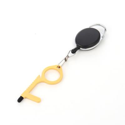 China Sanitary Door Opener Sanitary Touchless Stylus Hands Safety Metal Opener Touchfree Door Key Chain with Retractable Badge Reel for sale