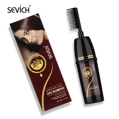 China Private Label Hair Dye Easy Coloring Organic Shampoo With Comb Natural Black Herbal Biotin Hair Dye Shampoo for sale