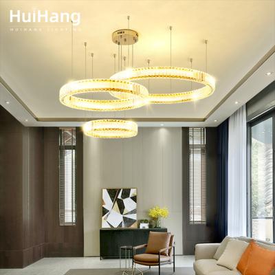 China HUIHANG Living Room Deco Chandeliers Stainless Steel Lamp Luxury Led Crystal Pendant Light Modern Custom Indoor Body OEM/ODM for sale