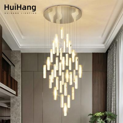 China Large K9 Crystal Modern Luxury Gold Led Pendant Light from HUIHANG Designer Room Villa Hotel Modern Contemporary Classic Decoration for sale