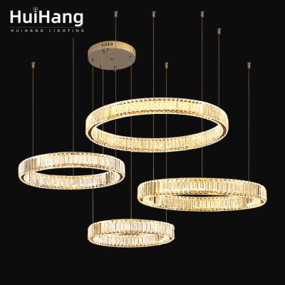 China Modern Customization 40w 50w 74w 126w 122w 146w 190w Crystal Stainless Steel Indoor Factory HUIHANG Stepless Dimming Led Pendant Light for sale