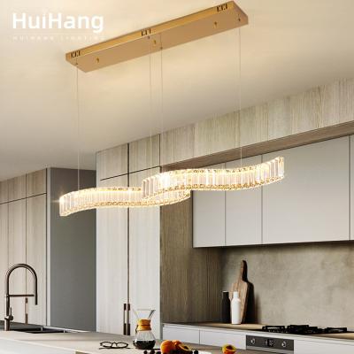 China HUIHANG modern fashion dining room minimalist 58W wavy hanging 68W 88W indoor bedroom led chandelier light for sale