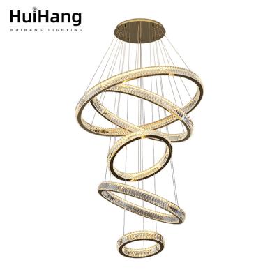 China Revolving Villa Crystal Chandelier Led Modern Custom Luxury Pendant Light Living Room Crystal Chandelier From HUIHANG Europe for sale