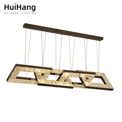 China Modern Adjustable Black Gold Length Indoor Outdoor Home Led Chandelier Crystal Chandelier Unique Shape Line Customized by HUIHANG for sale