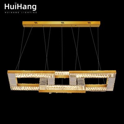 China HUIHANG Design Modern European Style Fashion Unique K9 Glossy Clear Top Crystal Led Pendant Light Indoor Lacquer Black Gold for sale