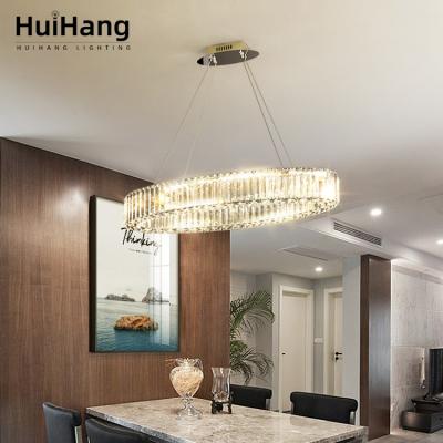 China HUIHANG Customized Luxury Modern Home Hotel Living Room Gold Stainless Steel Led Crystal Ceiling Crystal Chandelier for sale