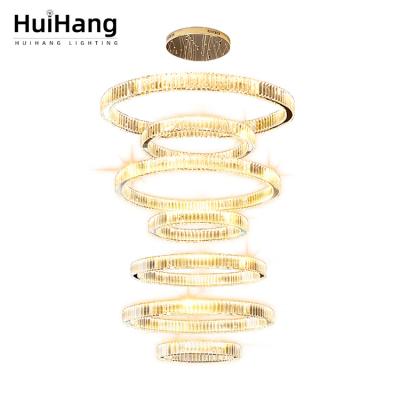 China HUIHANG Modern Customization Large Crystal Pendant Lamp Postmodern Decoration Led Crystal Chandelier Hotel Lobby Led Chandelier Light for sale