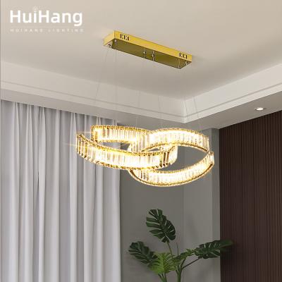 China HUIHANG Modern Style Luxury Home Decor New Product Stainless Steel LED Crystal Chandelier for sale