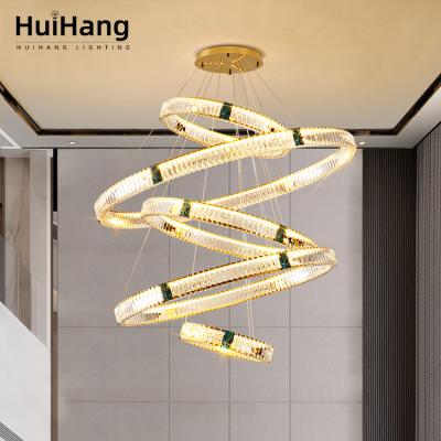 China Luxury Modern Crystal Chandelier Round Led Pendant Light for Hotels Modern Gold Stainless Steel Customization from HUIHANG for sale