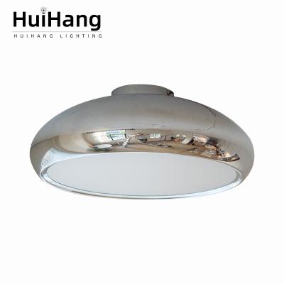 China HUIHANG modern design indoor silver round lampshade outdoor ceiling mounted iron led ceiling light for sale