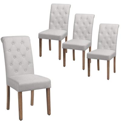 China Modern 4pcs Dining Chair Fabric Upholstered High Back Padded Chairs with Solid Wood Legs and Padded Seat for Home Kitchen and Hotel for sale