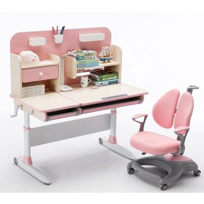 China Wholesales Eco-Friendly Kids Study Desk And Chair Set Pink Study Table For Home Kids Girls Furniture Kid Reading Study Table Sets Pink for sale