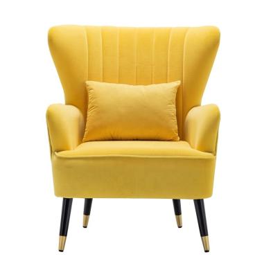 China Other YUJUN OEM New Arrival Commercial Chairs Gold Metal Legs Leisure Chairs Hotel Restaurant Chairs Velvet Wing Lotus Back Armchair for sale