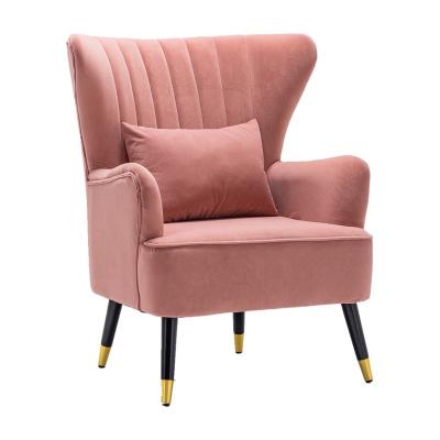 China Other New Style Modern Velvet Lounge Armchair Fabric Wingback Chairs Europe Hot Selling Lounge Chairs Modern Pink Armchair for sale