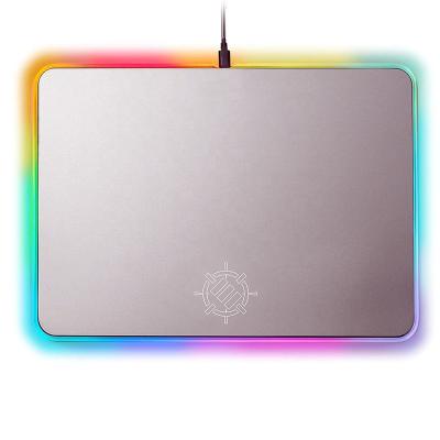 China Large Surface Aluminum Alloy Metal LED Anti-Slip Gaming Mouse Pad With Transparent Edges Multicolor for sale