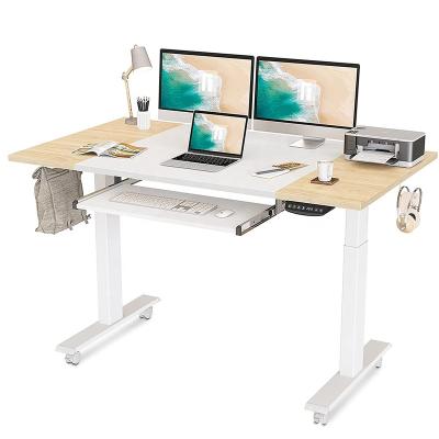 China (Height)2022 Adjustable Electric Lifting Desk Tables Double Motor Height Adjustable Electric Standing Desk With Keyboard Tray for sale