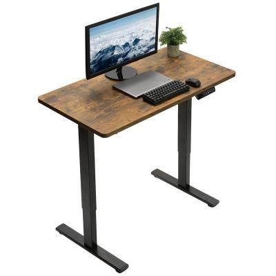 China Brown Electric Standing Workstation Height Adjustable Electric Standing Desk (Height) With Top Quiet Motor And Strong Legs for sale