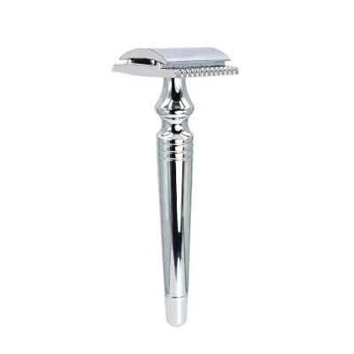 China Single Long Double Blade Handle Aluminum Alloy Traditional Edge Safety Razor Without Lubricating Strips for sale