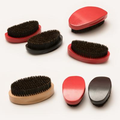 China Shaving Brush Hair Brush Beech Wood Curved Semi-hard Boar Bristle Wave Brush For Men 360 for sale