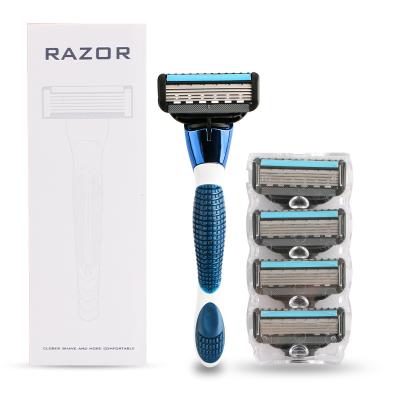 China 5 Blade Precise Trimmer Manual 5 Blade Men Shaving Razor With 4 Cartridge Refills for sale