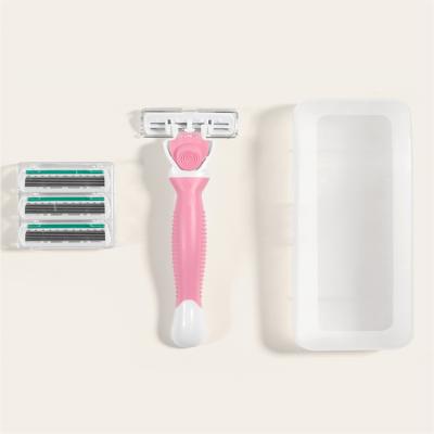 China Manual 6 Blade Legs Body Bikini Hair Removal 6 Blades Women Shaving Razor With 4 Cartridges Refill for sale