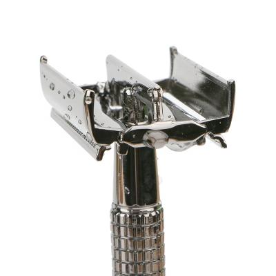 China Stainless Steel Single Butterfly Private Label Blade Edge Metal Safety Razor Open Wet Shaving Kit For Men for sale