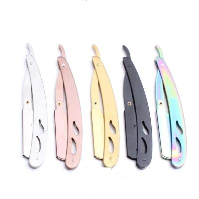 China Single Blade 2021 Barber Facial One Blade Gold Eco-Friendly Portable Face Razor Razor Cutthroat Razor for sale