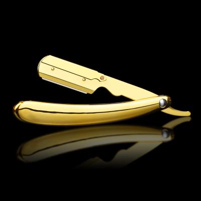 China Plated Single Blade Shine Gold Straight Edge Professional Barber Disposable Razor Replacement Blade for sale