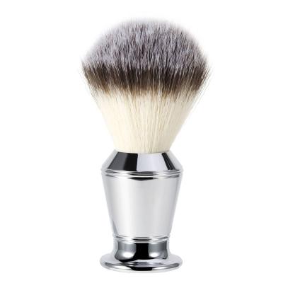 China Luxury Shaving Brush Shaving Accessory Chrome Plated Metal Handle Mens Shaving Brush With Synthetic Hair for sale