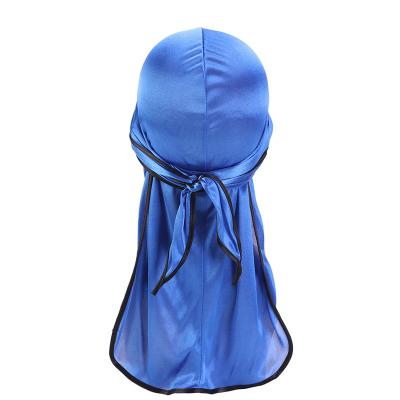 China Wholesale Bright Nylon Durag Soft Silky Silky Scarf Long Tail Straps Elastic Wide Headwraps For Women Men for sale