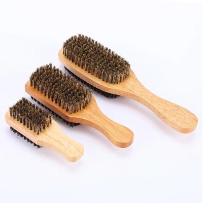 China Double Sided Facial Hair Beard Brush Wooden Bristle Soft Medium Nylon Hair Shaving Brush Men for sale