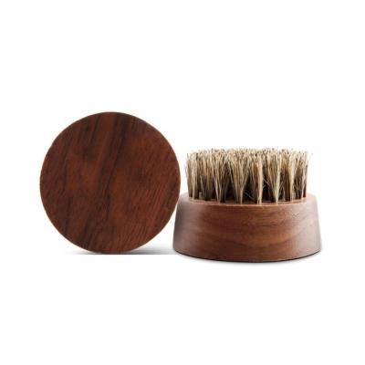 China High Stimulating Shaving Brush Boar Bristle Around Black Walnut Wooden Beard Brush for sale