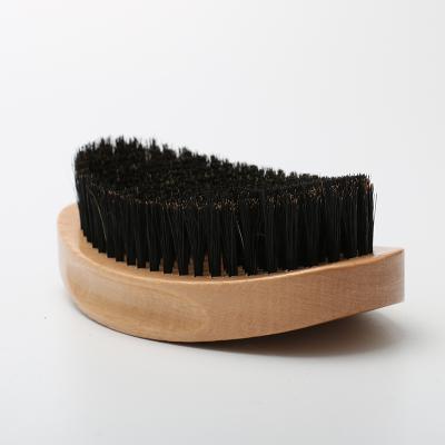 China Custom Logo Beech Wood Boar Bristle Shaving Brush Logo Beard Sweep 360 Wave Soft Semi-Hard Curved Brush For Men for sale