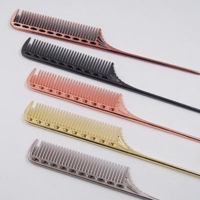 China Home Wholesale Aluminum Precise Salon Teasing Hair Styling Detangling Metal Rat Tail Starting Comb for sale