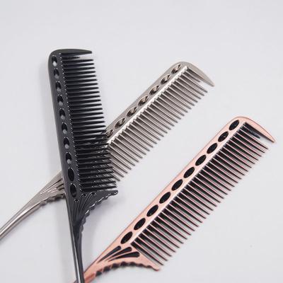 China Professional Space Aluminum Barber Shop Home Hair Cutting Styling Gold Metal Rat Tail Comb for sale