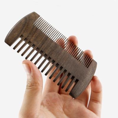 China Home High Quality Anti Static Small Wooden Mustaches Comb Men's Beard Pocket Comb With PU Leather Bag for sale