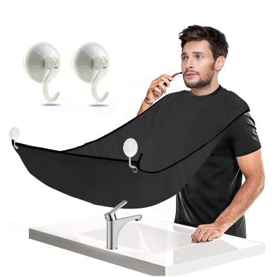 China High Quality Waterproof Black Bathroom Balancing Shaving Beard Catcher Apron Cape With Suction Cups for sale