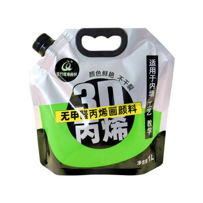 China Impact Resistance Hot Selling Large Size Spout Pouch Wall Graffiti Paints Bag 2.5L Pure Aluminum Foil Pouch Packaging Pouch For Acrylic Paint for sale