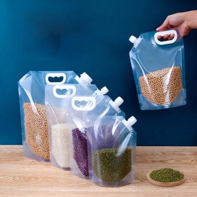 China Wholesale Moisture Proof 5kg 8kg Transparent Bag Grain Plastic Rice Moisture Proof Storage Handle Stand Up Pouch With Spout for sale