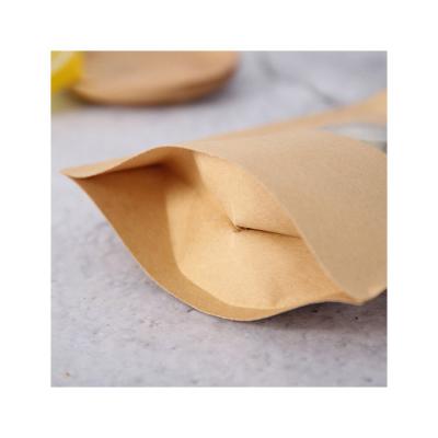 China Recycled Materials Custom Printed Food Grade Kraft Paper Stand Up Packaging Bag With Oval Window for sale