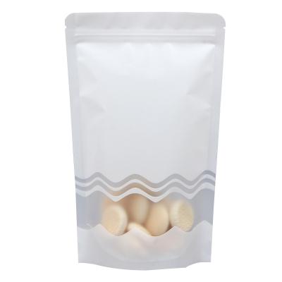 China Moisture Proof White Plastic Stand Up Pouch With Wave Window for sale