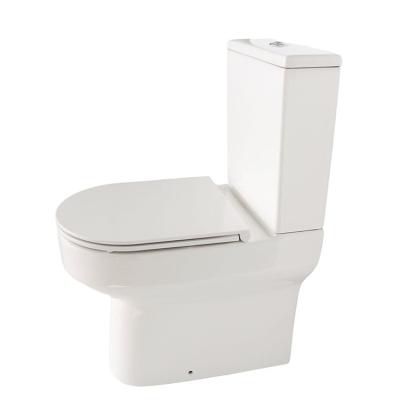 China Modern Home Sanitary Ware Rimless P-trap Double Flush Bathroom Washroom Washdown 2 Pieces Close-coupled WC Toilet Comfort Heigh for sale