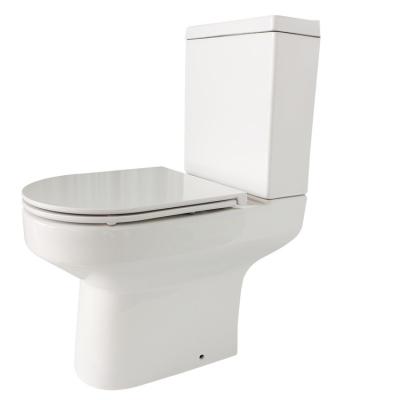 China Modern Rimless Double Flush P-trap Flush 2 Piece Close-coupled WC Toilet for sale