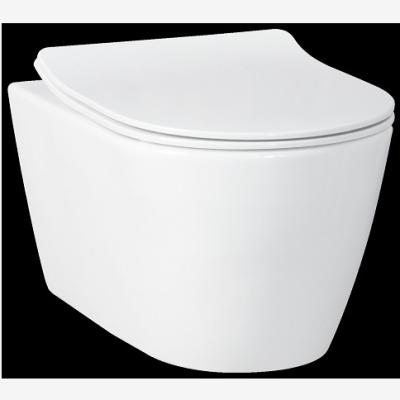 China Concealed Wall Mounted Ceramic Tank WC Pan With Soft Narrow Seat And Screw Fitting for sale