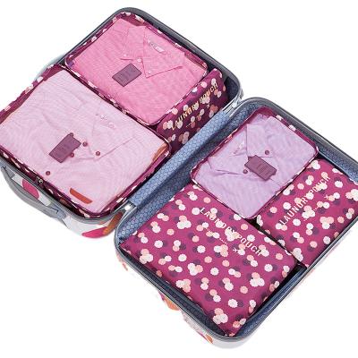 China Cotton Fabric New Korean Style Travel Bags 6set Clothes Waterproof Underwear Luggage Organizing Bag for sale