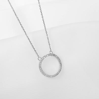 China 2022new Europe and America Ring Shaped Necklace 925 Sterling Silver Inlaid Multi Style Diamond Clavicle Chain Circle Silver Plated Necklace for sale