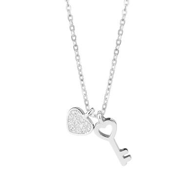 China Tasty Gold Stainless Steel Heart Lock Key Necklace Best Valentines Gifts Women Heart Key Lock TRENDY Love Necklace For Wife Lovers for sale