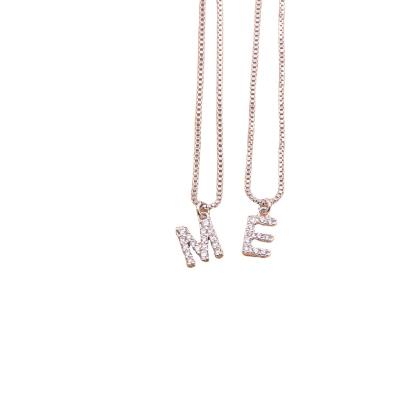 China Europe and America Popular Fashion Alphabet CZ Letter Charm Necklace Micro Pave Initial Cubic Jewelry Chain Zircon Pendant Necklaces for sale